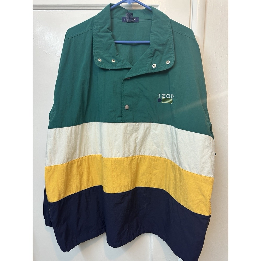 Vintage IZOD Colorblock Windbreaker Jacket XL Nylon 90s Retro Pullover